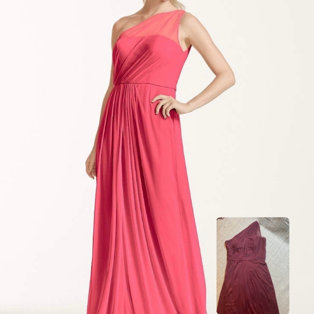 David’s Bridal One Shoulder Gown wine, size 6